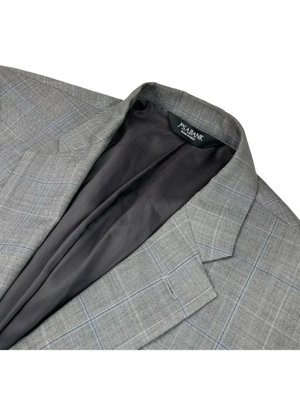 Jos A Bank Men's 100% Wool Tailored Fit 2-Button Blazer Gray/Blue Plaid • 43R